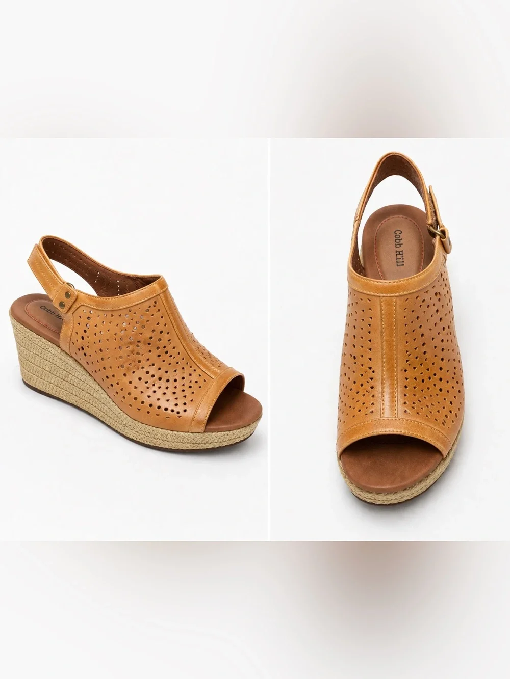 Cobb Hill Leather Wedge Sandals Sz 10 Coastal Cottagecore Summer Comfort
